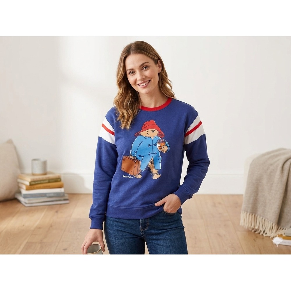 Paddington Bear Graphic Sweatshirt Navy Blue XS PDTN008GLC